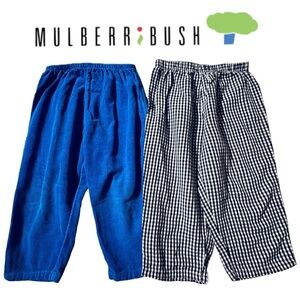 2-pr MULBERRIBUSH Pants Boutique Blue Corduroy Black Gingham Vintage Kid Boy 24M